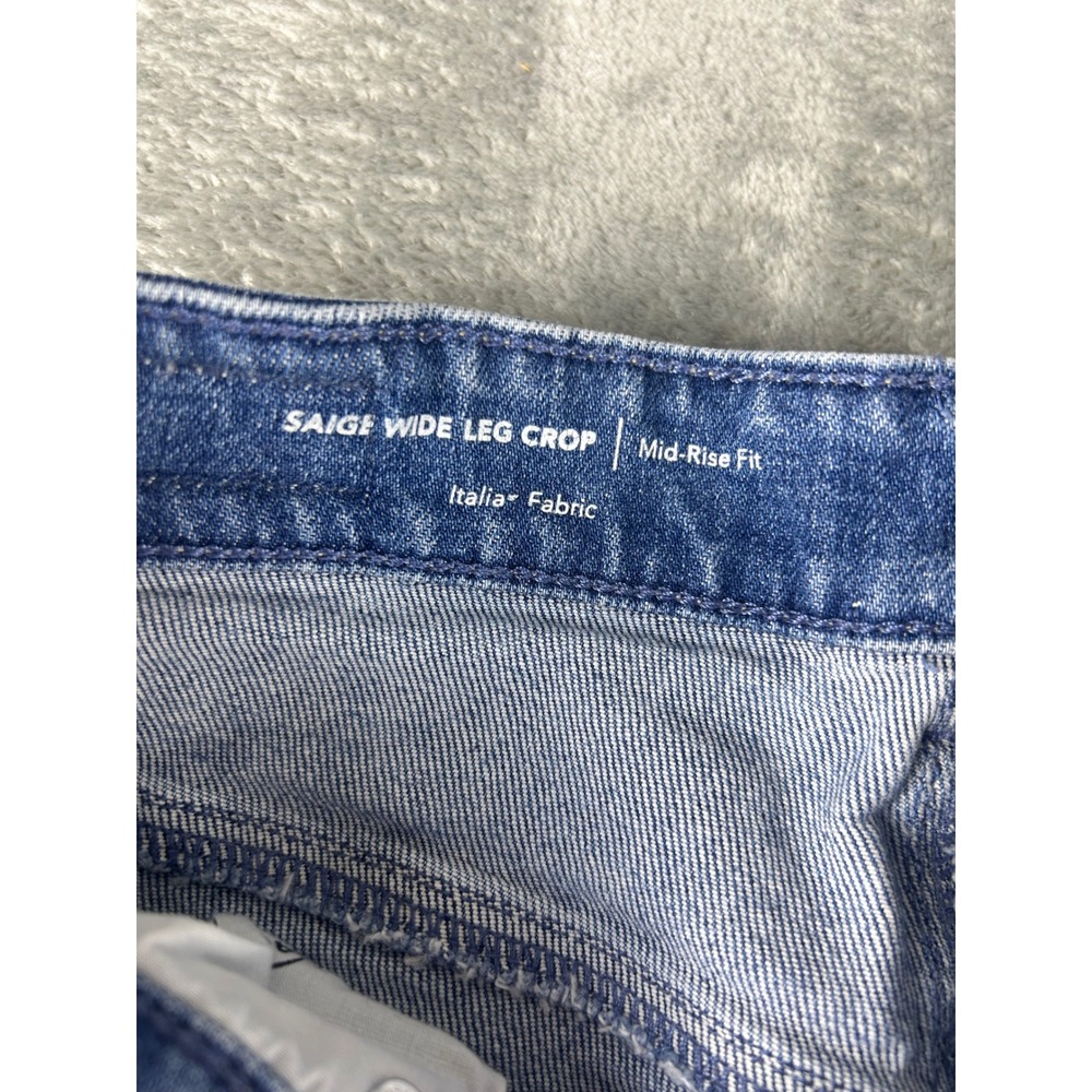 AG Adriano Goldschmied Saige Wide Leg Crop Jean 27 Mid Rise Raw Hem Medium Wash - Picture 7 of 11